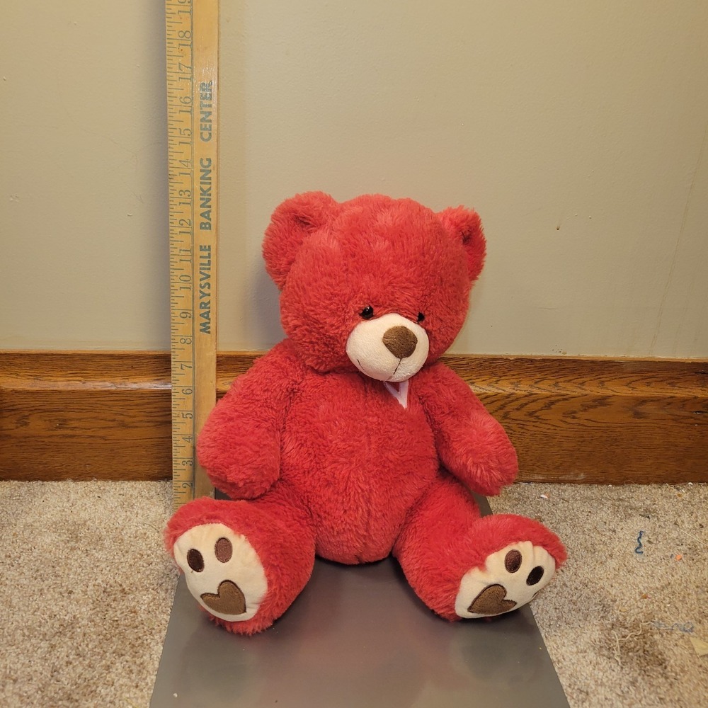 Dan Dee Collector's Choice Red Teddy Bear Plush Pink Heart Heart Paws 11" - Picture 7 of 8